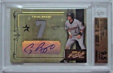 2004 PRIME CUTS SIGNATURE MATERIAL NUMBER CRAIG BIGGIO AUTO #/7 BGS 9.5 / 9 AUTO