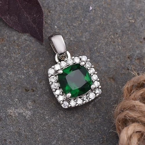 2.25 Ratti 1.50 Carat Original Emerald Panna Stone Silver Pendant For Men And Wo - Picture 2 of 3