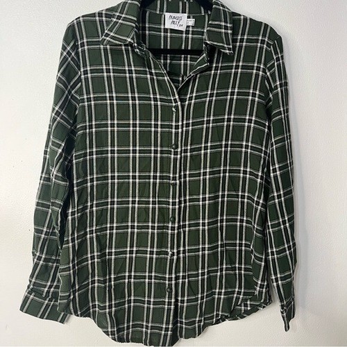Princess Polly Exclusive Nora Shirt Plaid Forest Green Ladies 6 - Picture 6 of 8