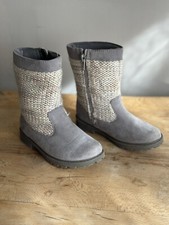 NEW Cherokee Girls size 10 Winter Fashion Boots gray faux suede tweed side zip