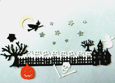 MONSTEROUS LOT HALLOWEEN SILHOUETTE DIE CUT/ CUTS FENCES, GHOSTS, WITCHES, MORE