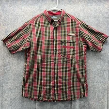 Columbia Shirt Men Large Brown Plaid PHG Button Down Performance Hunting Gear