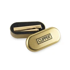 CLIPPER REFILLABLE FULL METAL LIGHTER GOLD WITH METAL TIN 1 - 12 PACK