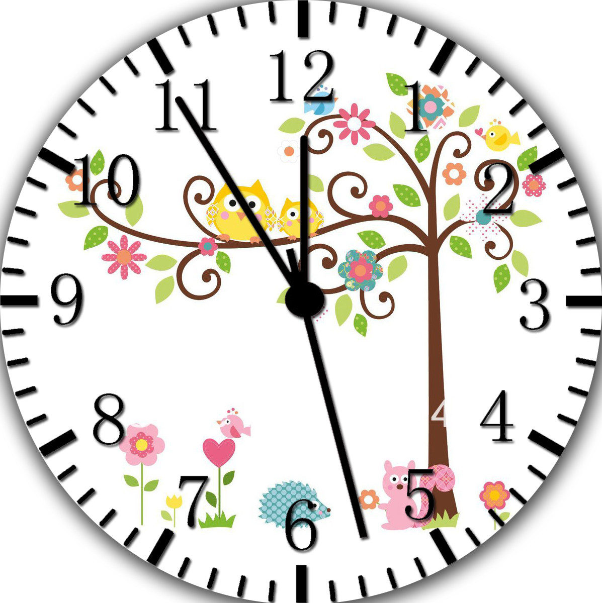 Cute Owl Frameless Borderless Wall Clock Nice For Gifts or Decor E271