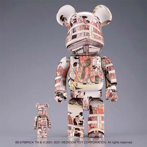 BE@RBRICK Utamaro Kitagawa Upper and Lower of Ryogoku Bridge 100% & 400% New