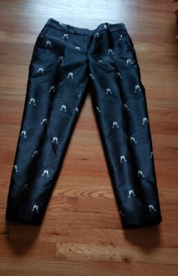 RSVP By Talbots Black Cheers Jacquard  Ankle Pant Size 2 With Pockets 