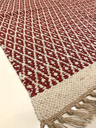 Red Geometric Handmade Natural Recycled Cotton & Jute Washable Kilim Rugs Runner - Picture 6 of 16