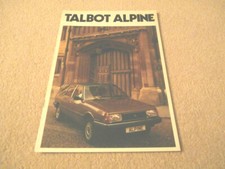Talbot Alpine 1980 Brochure LS GL GLS SX .Collectors condition.nr MINT