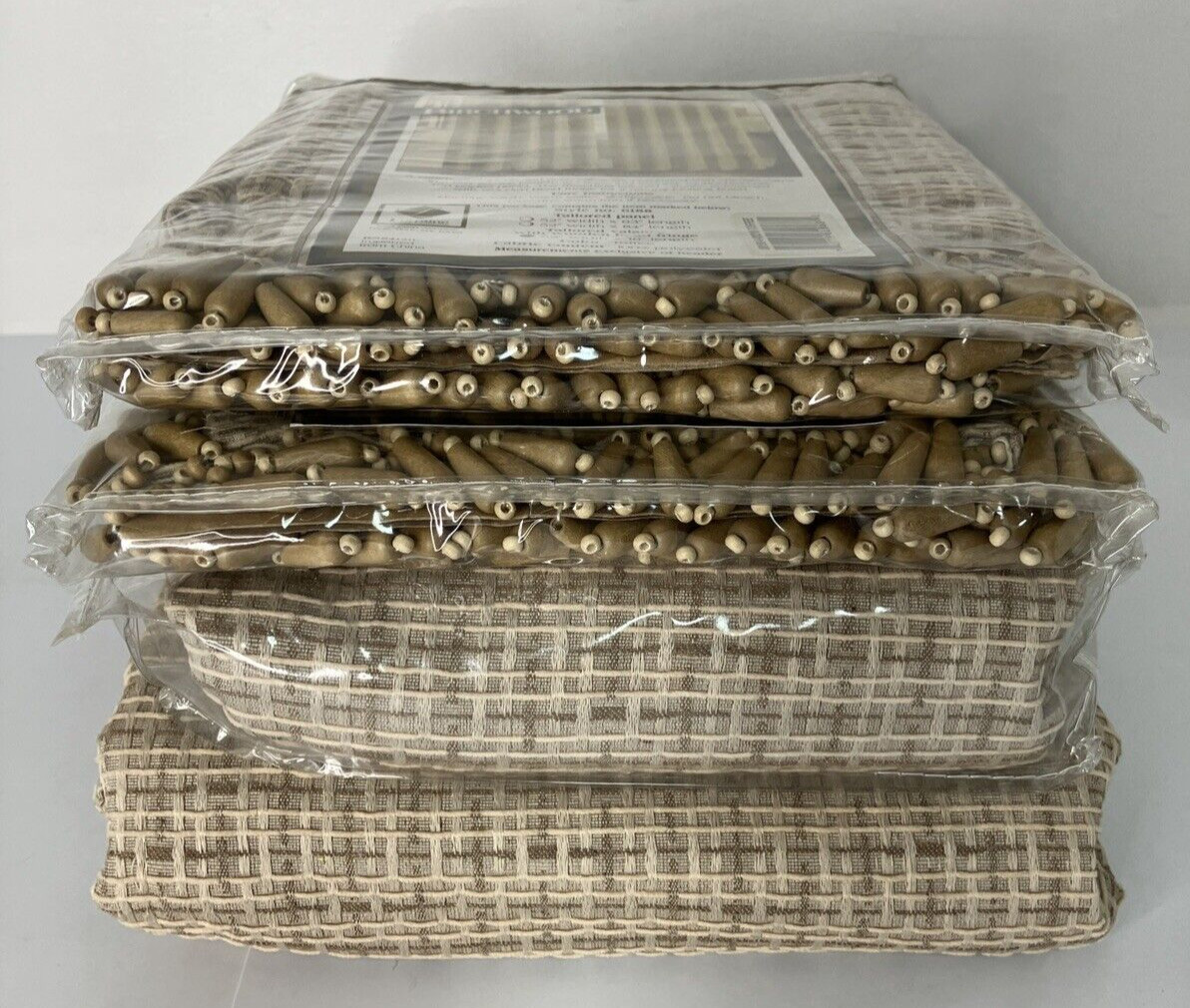 Lorraine Home Fashions Curtains 2 pr w/Valances Birchwood Box Weave Chenille-NEW