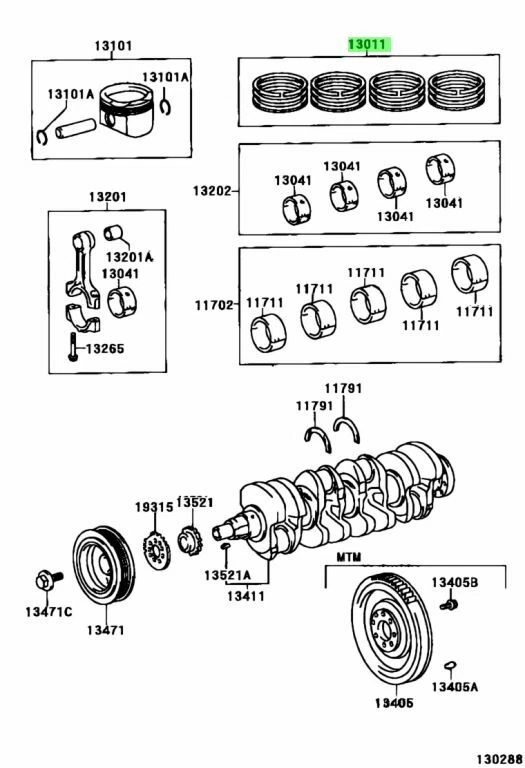 Juego de anillos de pistón de motor OEM TOYOTA CELICA MATRIX COROLLA 1.8L 2ZZGE 13011-88601 Foto 4 de 4
