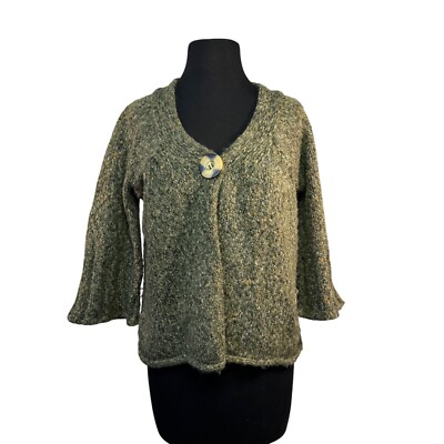 So Wear It Declare It Womens Size Medium Green Textured Knit Cardigan