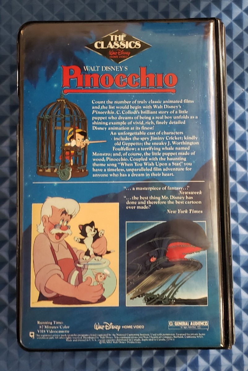 WALT DISNEY) PINOCCHIO (VHS, 1985) Black Diamond Clamshell 1st
