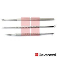 3Pcs Facial Care Tools Comedone Extractor Blackhead Remover Ear Loop Wax Cleaner