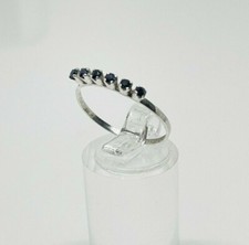 Hallmarked Gorgeous Real Blue Spphire Stones Ring 925 Silver Size S~S1/2 #17664