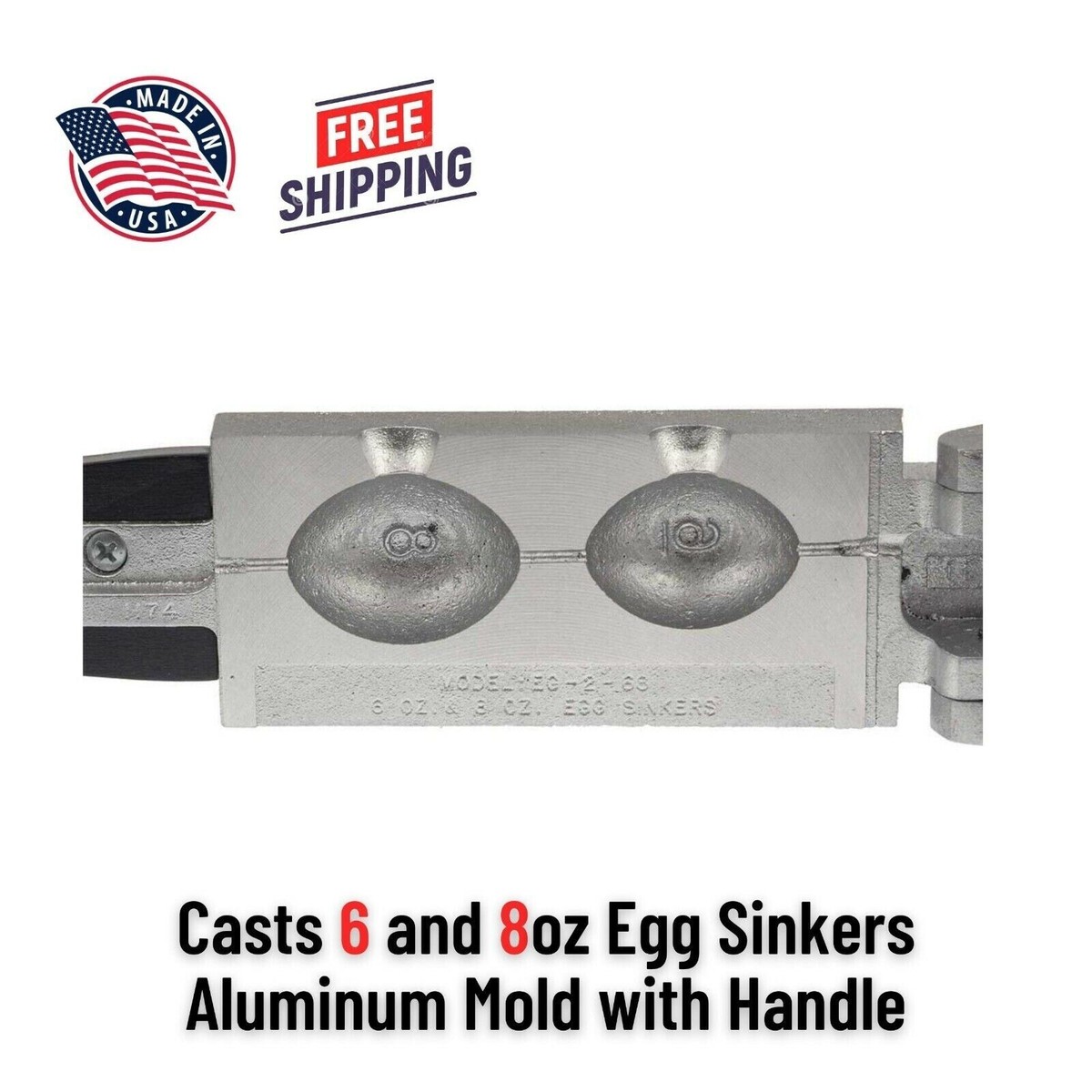 Egg Sinker Aluminum Mold 6oz 8oz Size Weights Lead Cast Pour