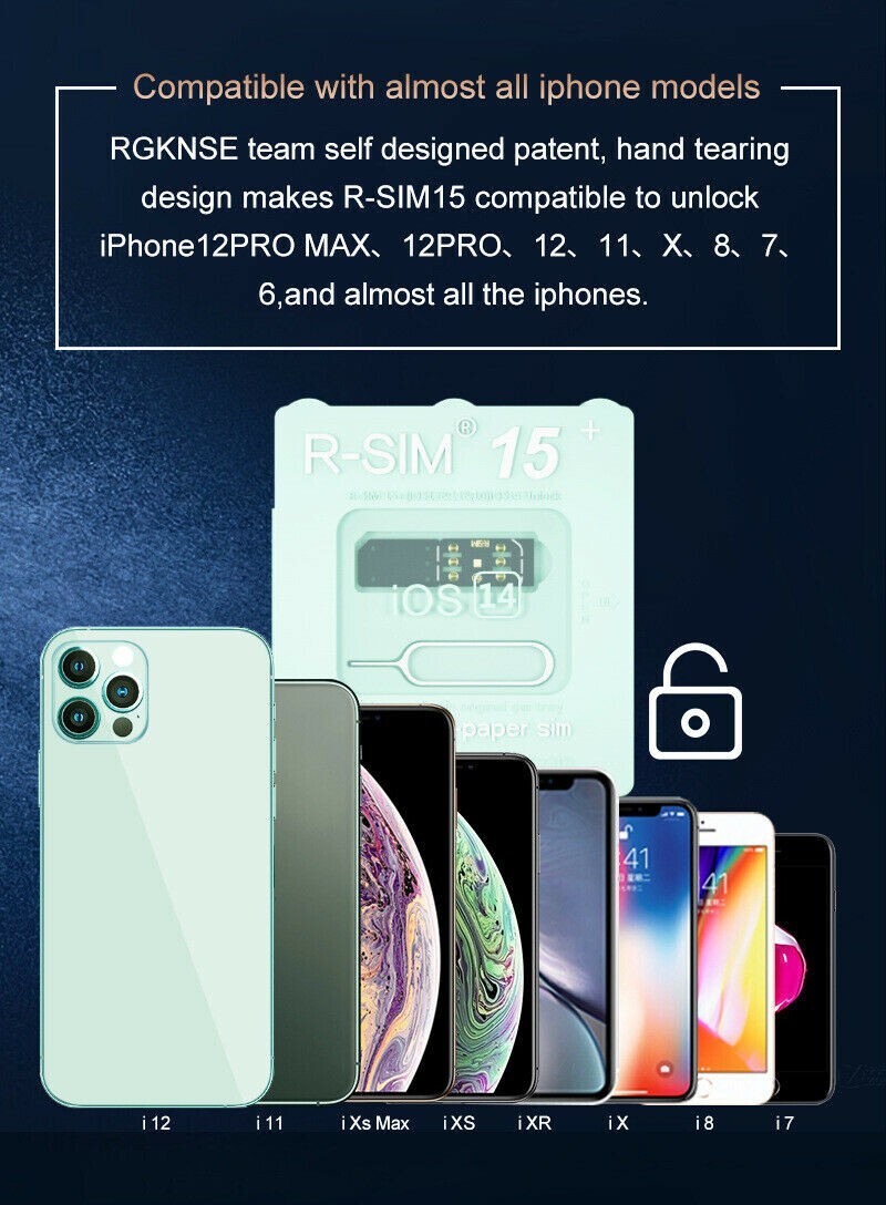2021 R-SIM15+ Nano Unlock RSIM Card For iPhone 12 11 Pro XS MAX XR 