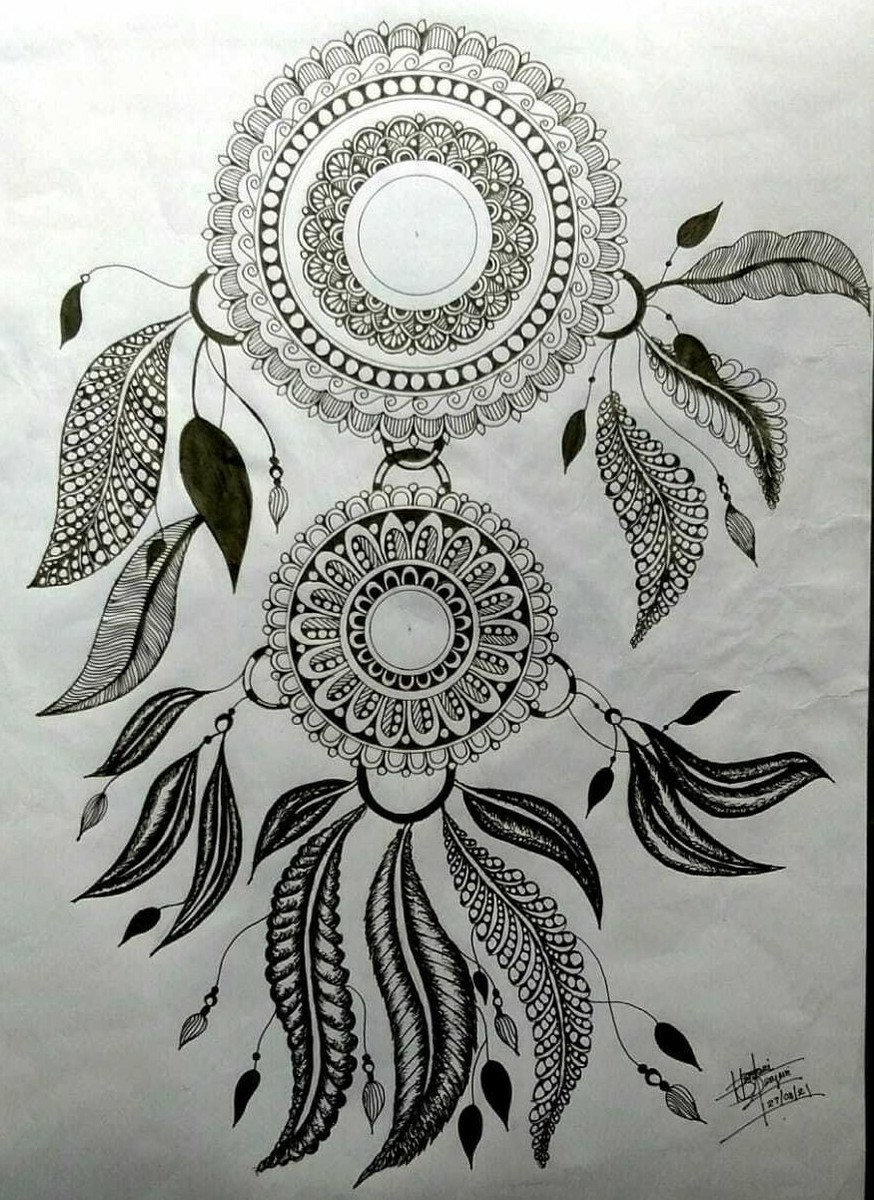 Mandala Art A3 Size Unframed Design Pattern pencil Art Craft