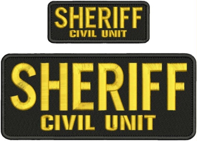 Sheriff Civil unit embroidery patches 4x10 and 2x5 hook black gold