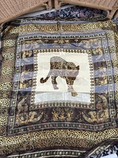 Leopard Wild Cat Scarf 42x41 Inches Vintage Gold White Black Retro Glam