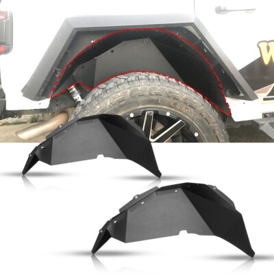 Pair Rear Inner Fender Liners for 2018-2026 Jeep Wrangler JL JLU Steel Black