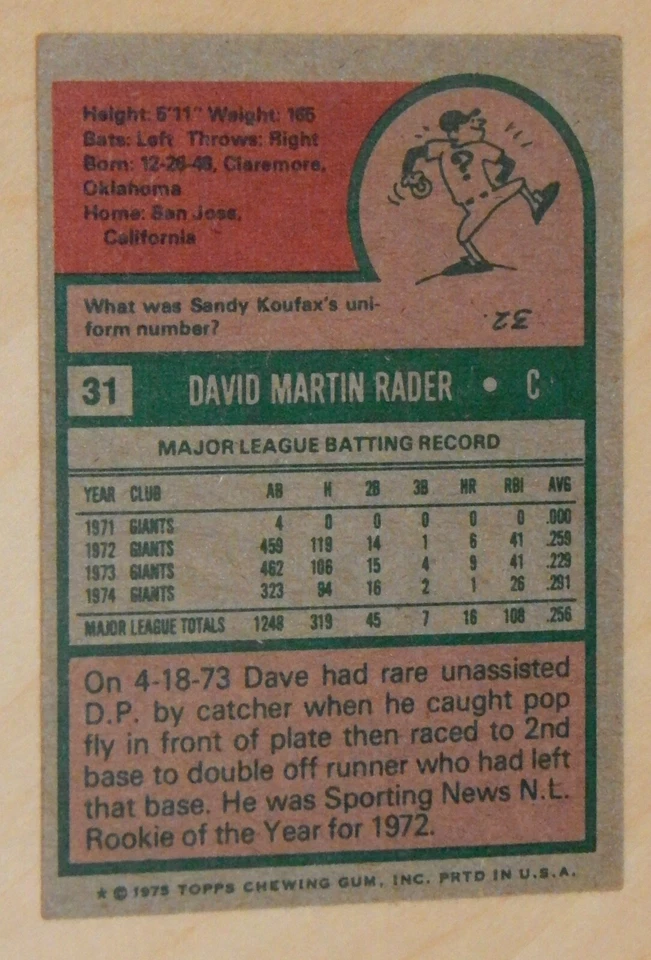 Tarjetas de béisbol 1975 Topps San Francisco Giants - Juego de 9 excelente estado Foto 2 de 4