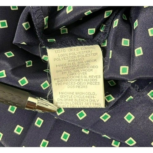 Leslie Fay Skirt, 100% Polyester Elastic Wait, Women's 10, Patterned, Blue, Gree - Picture 4 of 4