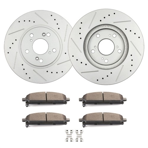 FRONT BRAKE ROTORS AND CERAMIC PADS FOR 03-06 ACURA MDX DRILLED,SLOTTED USA - Picture 8 of 8