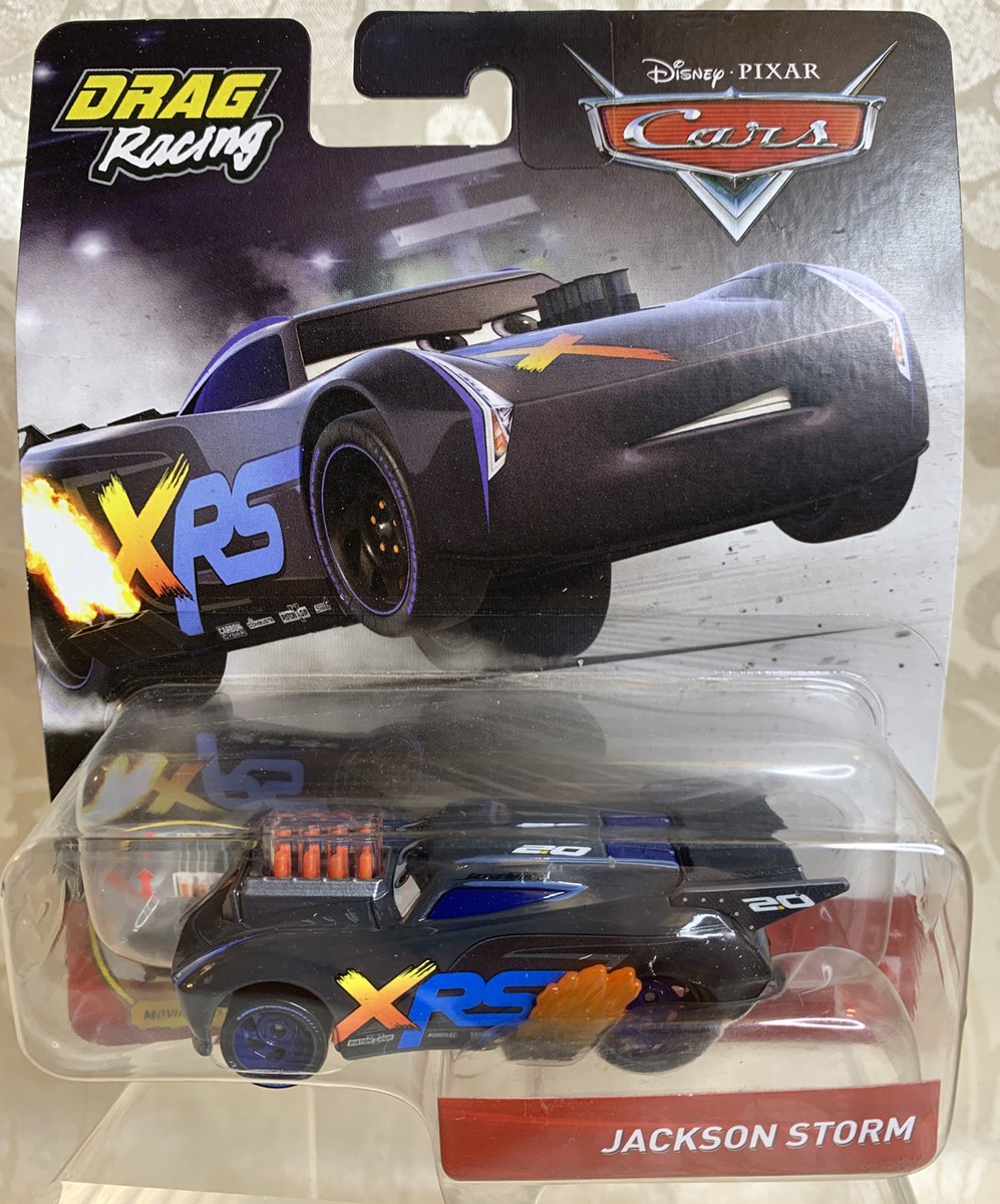 DISNEY PIXAR CARS XRS DRAG RACING JACKSON STORM NEW IN BOX! MATTEL