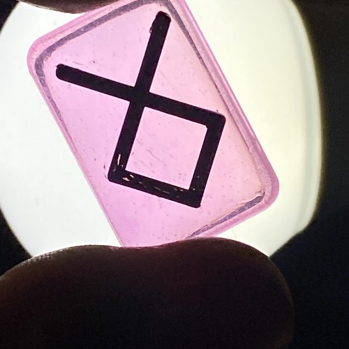 Translucent Pink Resin Rune Stones, Elder Futhark, Pagan Set Of 27 - Picture 5 of 9
