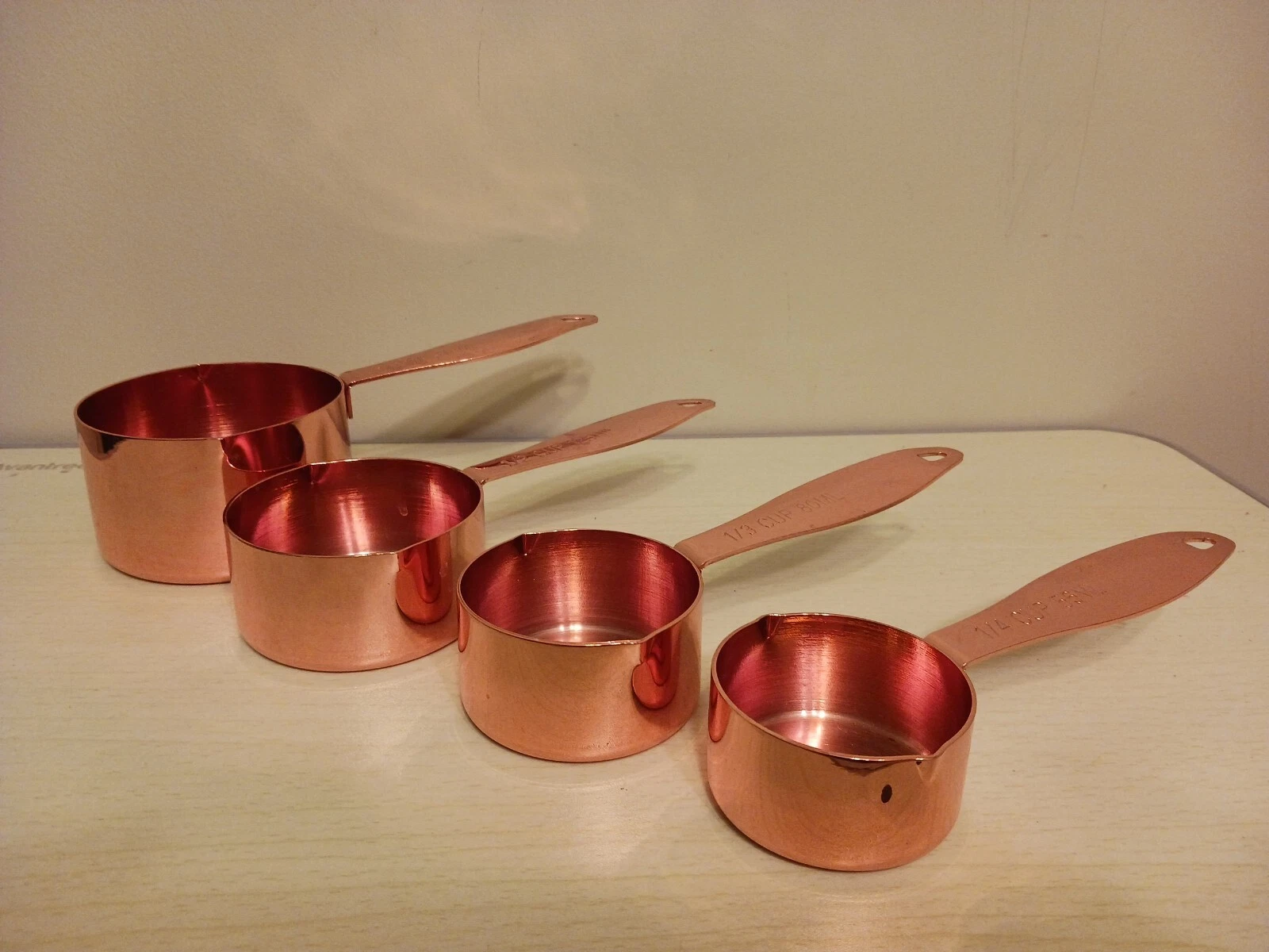 4 Aluminum Copper Colored Measuring Cups