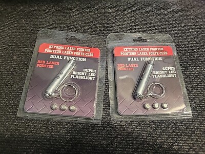 Dual Function Red Laser Pointer/Bright LED Flashlight with Keyring - 2 Count
