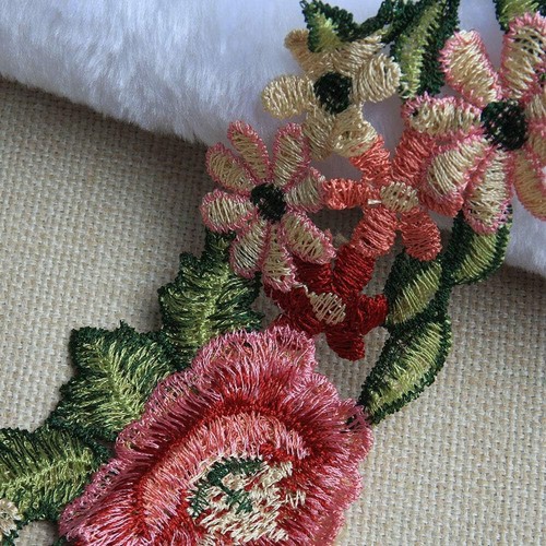 1-10 Yards Flower Embroidered Trim Lace Ribbon Wedding Sewing Applique DIY Craft - Picture 7 of 12
