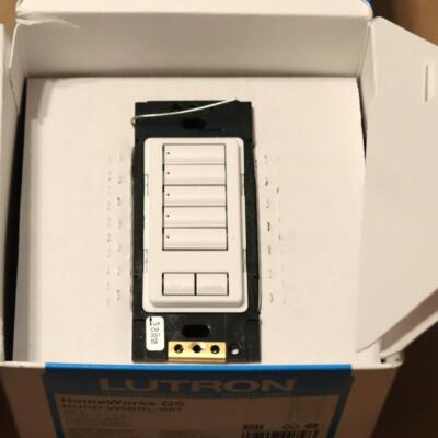One Lutron Homeworks QS HQRD-W5BRL-WH White 5 Button Raise Lower Switch