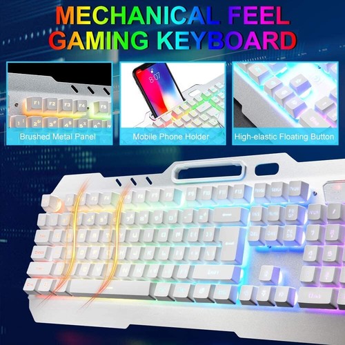 K670-4000mah Metal Heavy Wireless Gaming Keyboard and Mute Mouse w/RGB Backlit - Picture 6 of 8