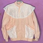 Gunne Sax Vintage Peach Ivory Lace Victorian Soft Cotton Jacket Gunnies Large