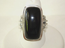AB Modern Black Onyx .925 Sterling Silver Wide Band Ring Size 9