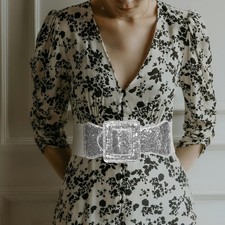 Wide Elastic Waistband Ladies Stretchy Belt Chunky Buckle Vintage