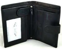 GeldböRse Portemonnaie Geldbeutel Echt Leder Bifold RiegelböRse Schwarz Herren