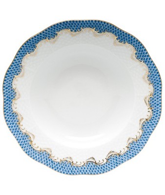 Herend Fish Scale Blue Soup Plate - NEW $330