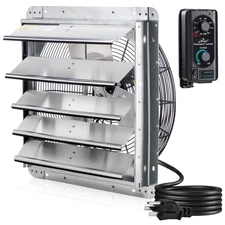 iLIVING 18" Wall Mounted Shutter Exhaust Fan, Automatic Shutter, with Thermostat