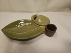 Red Wing USA Pottery Olive Serving Platter 9in Dish Pits Bowl Toothpick Holder
