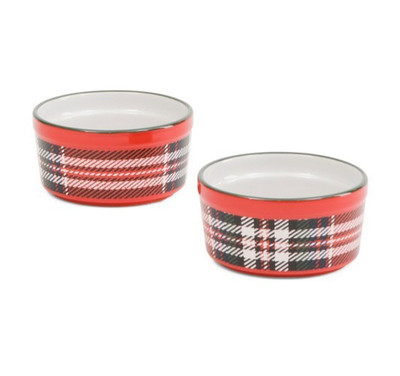 2 LAURA ASHLEY  Tartan Cardinal Ramekin Set 3 1/2'' x 1 3/4'' NEW
