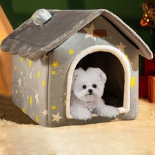 Dog House Kennel Bed Mat for Indoor Pets,Enclosed Warm Plush Sleeping Nest Be...