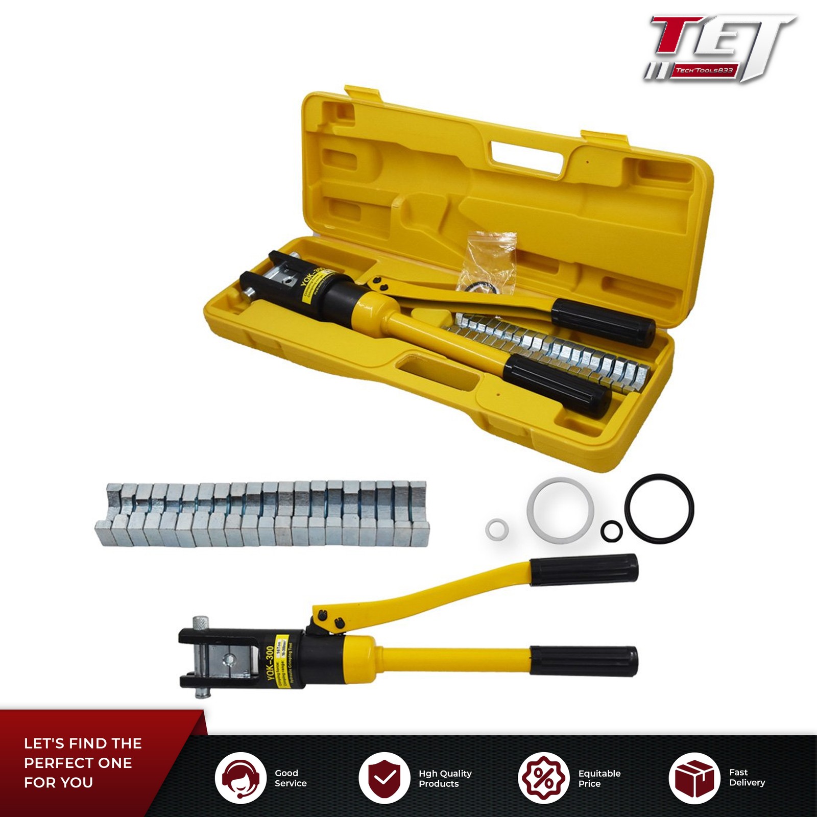 16 Mt Hydraulic Wire Crimper Crimping Tool 11-Dies Battery Cable Lug Terminal