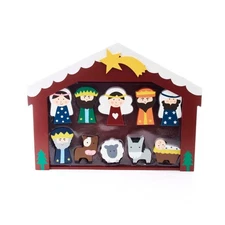 Kurt Adler Children's Nativity Set w/ Stable Table Piece, 10-Piece Set
