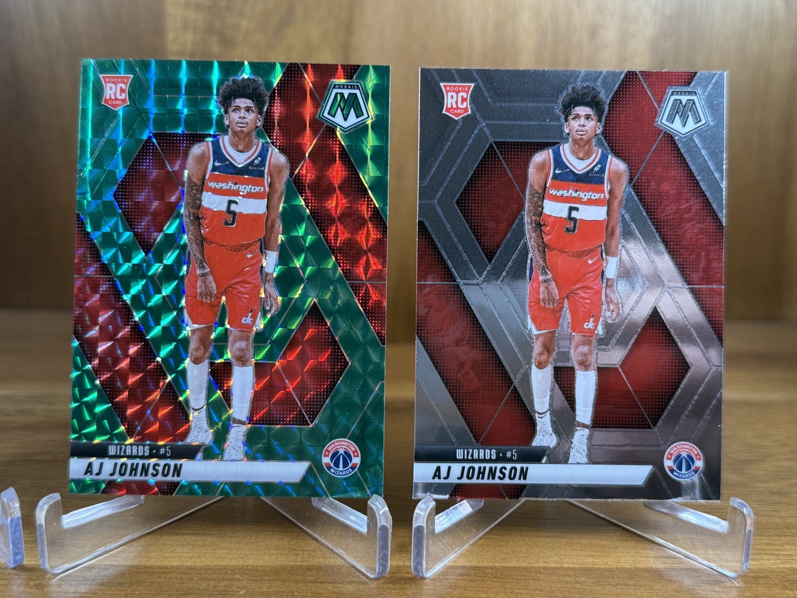 AJ JOHNSON 2024-25 MOSAIC ROOKIE GREEN RED CHOICE PRIZM WIZARDS RC #215