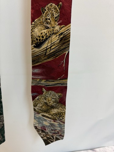 Endangered Species Leopard / Gorillas Silk Tie Lot Of 2 USA Made - Picture 2 of 7