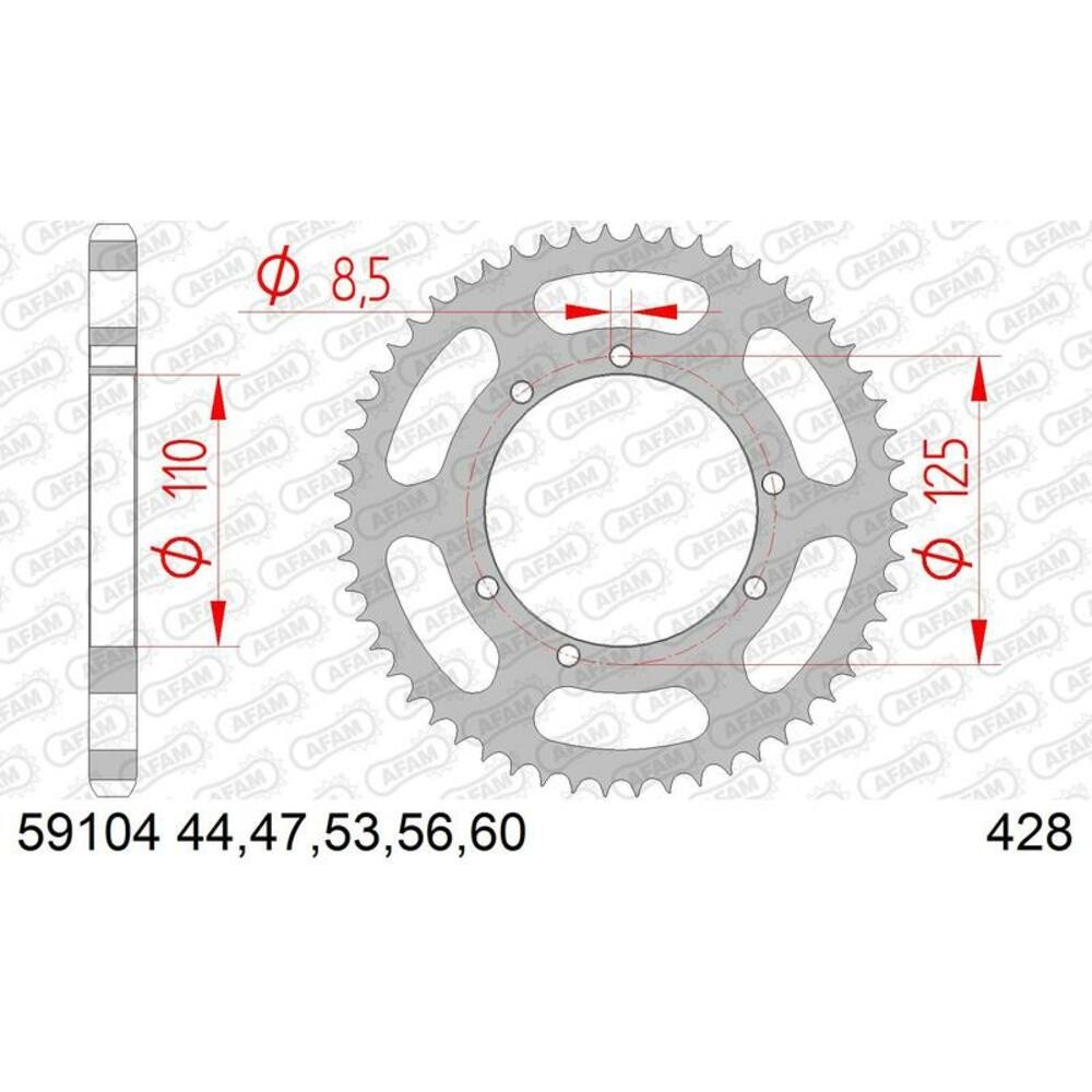 AFAM Standard Steel Sprocket 59104-Step 428 For Motorcycle Parts Accessories