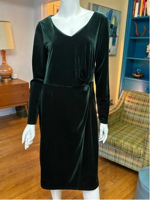 Talbots Green Velvet Long Sleeve Dress Size M