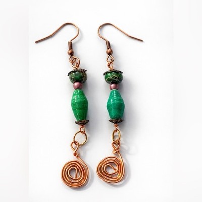 Chic Green and Copper Swirl Earrings